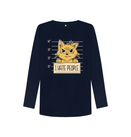 Navy Blue Printed Long Sleeve T Shirt Front