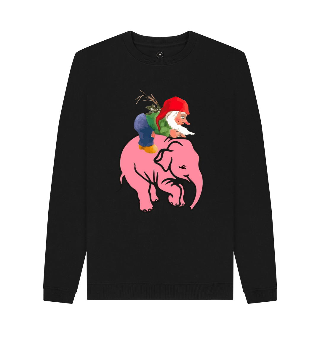 Black Recycled Printed Sweater Front