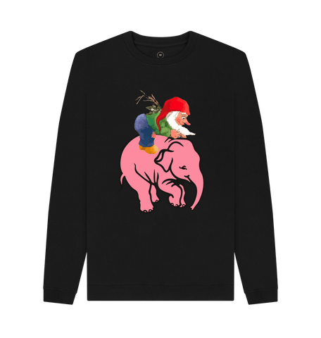 Black Recycled Printed Sweater Front