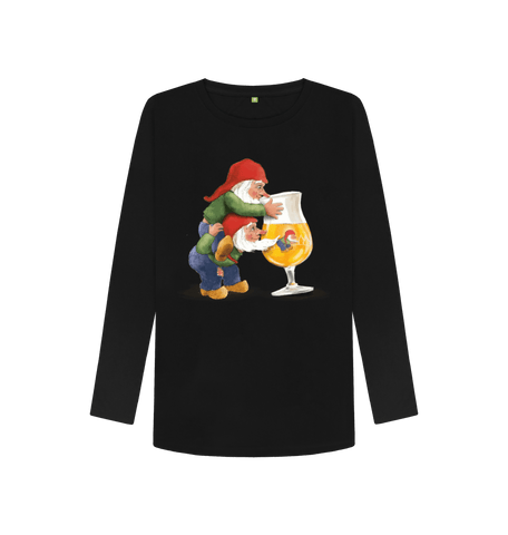 Black Printed Long Sleeve T Shirt Front