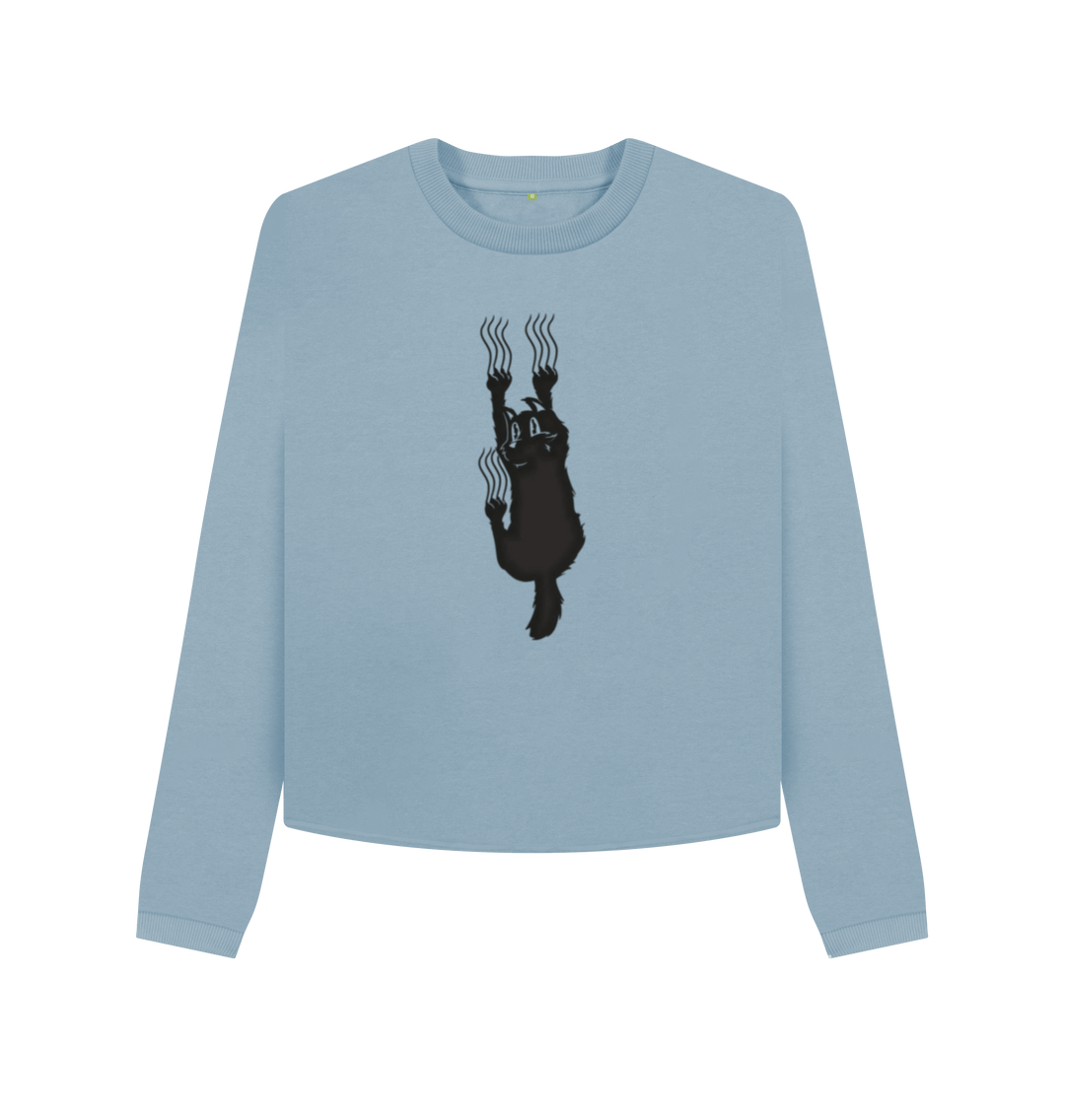 Stone Blue Printed Boxy Jumpers Front
