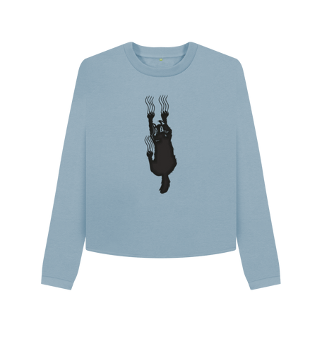 Stone Blue Printed Boxy Jumpers Front