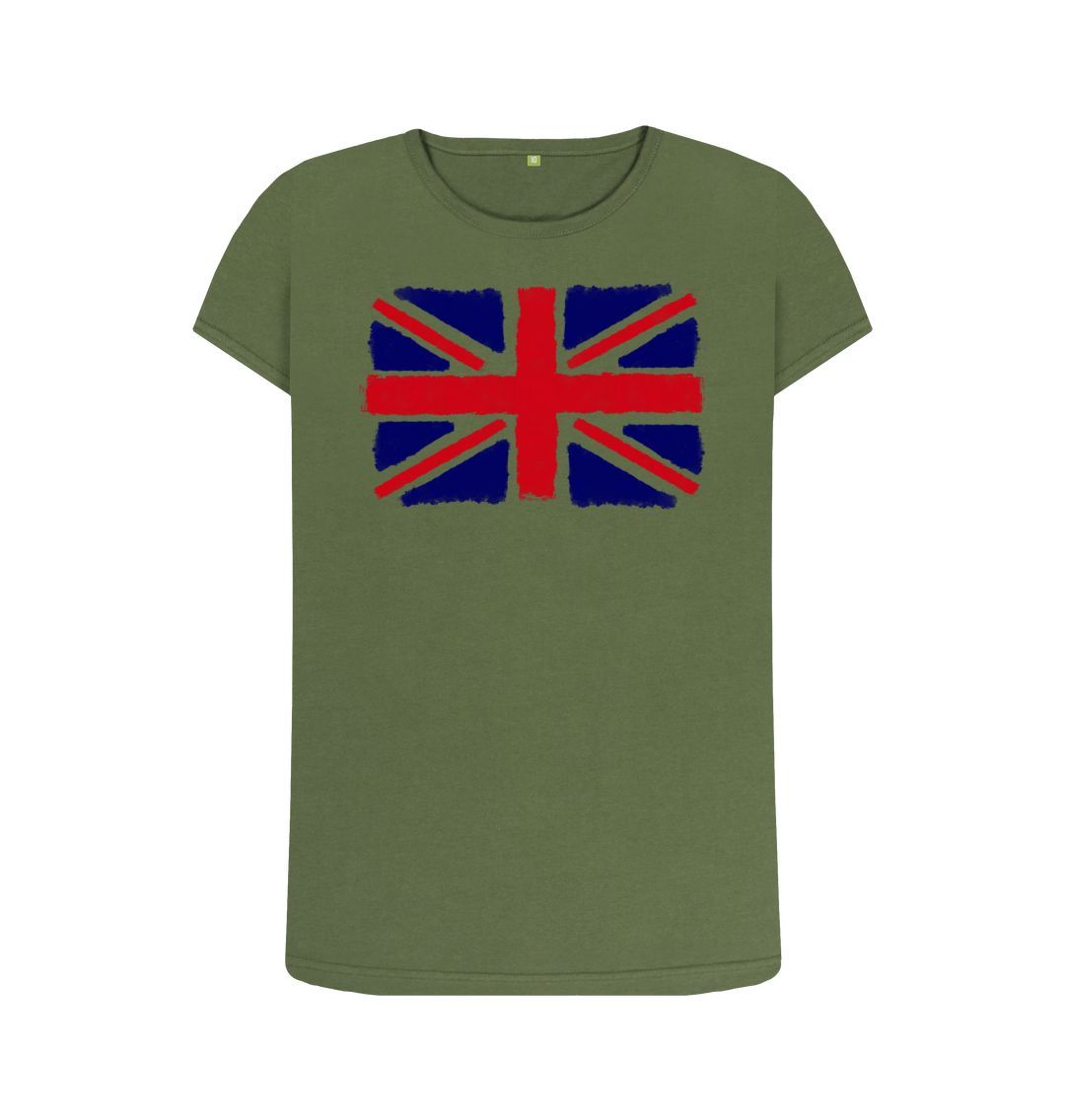 Khaki Union Jack Women's Crew Neck T-Shirt