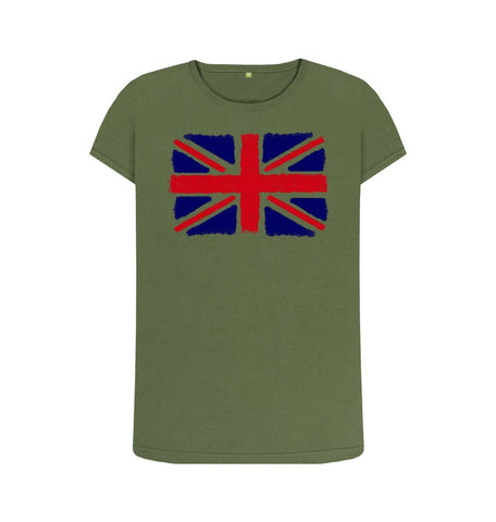 Khaki Union Jack Women's Crew Neck T-Shirt