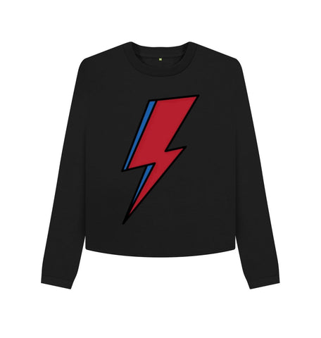 Black Lightning Bolt Women's Boxy Jumper