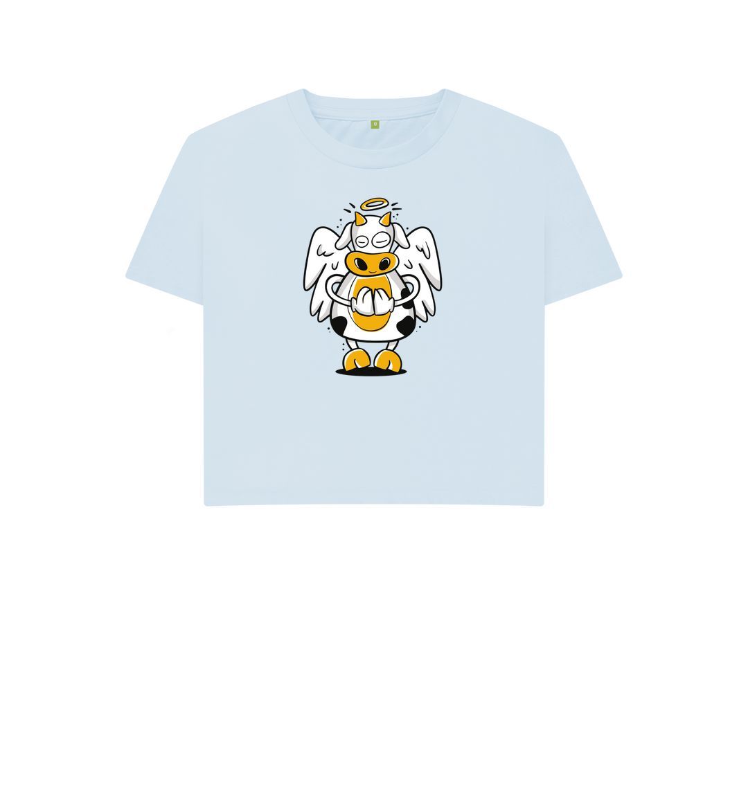 Sky Blue Angelic Cow Women's Boxy Tee