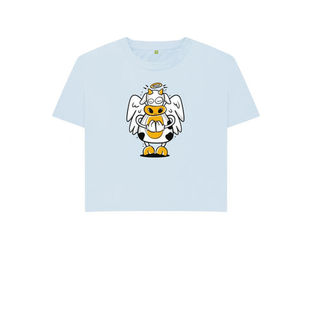 Sky Blue Angelic Cow Women's Boxy Tee