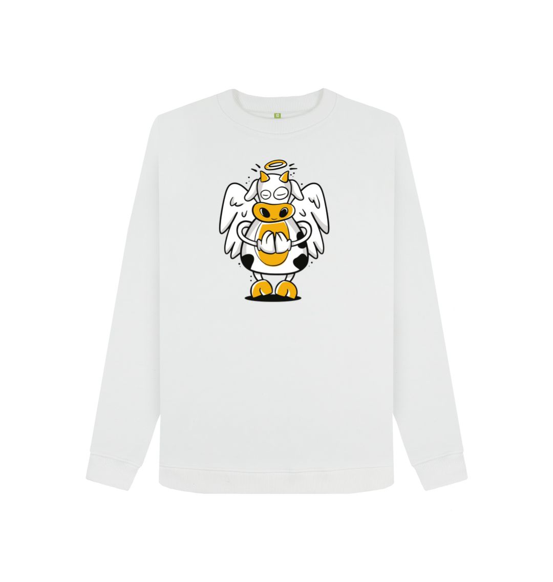 White Angelic Cow Women's Crewneck Sweater
