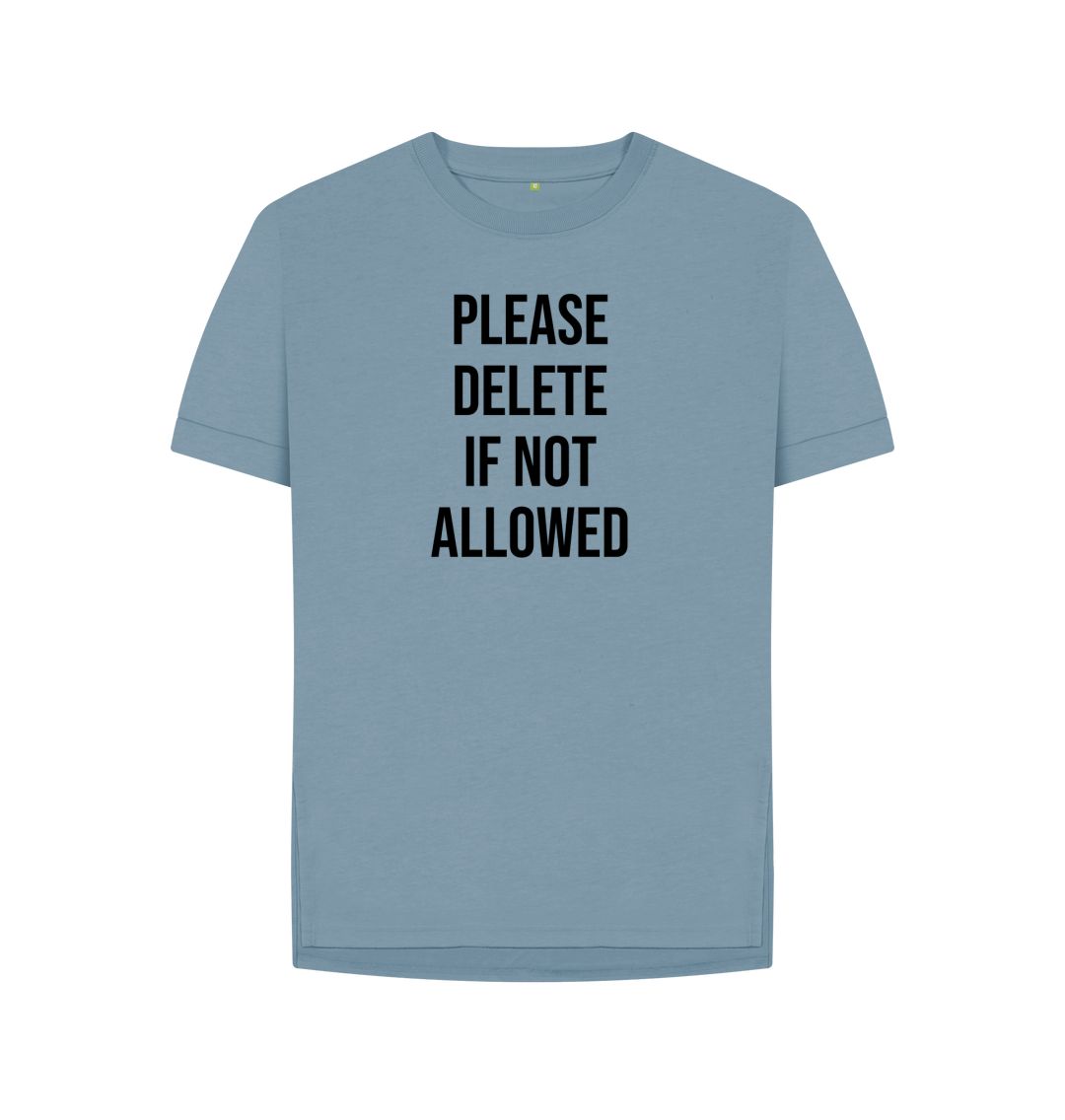 Stone Blue Please Delete Women's Relaxed Fit Tee