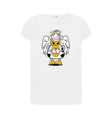 White Angelic Cow Women's Crew Neck T-Shirt
