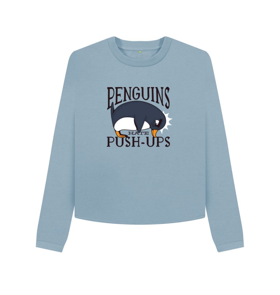 Stone Blue Penguins Hate Push-Ups Women's Boxy Jumper
