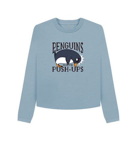 Stone Blue Penguins Hate Push-Ups Women's Boxy Jumper