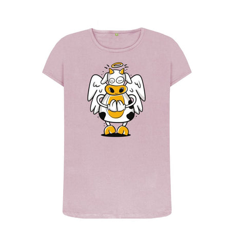 Mauve Angelic Cow Women's Crew Neck T-Shirt