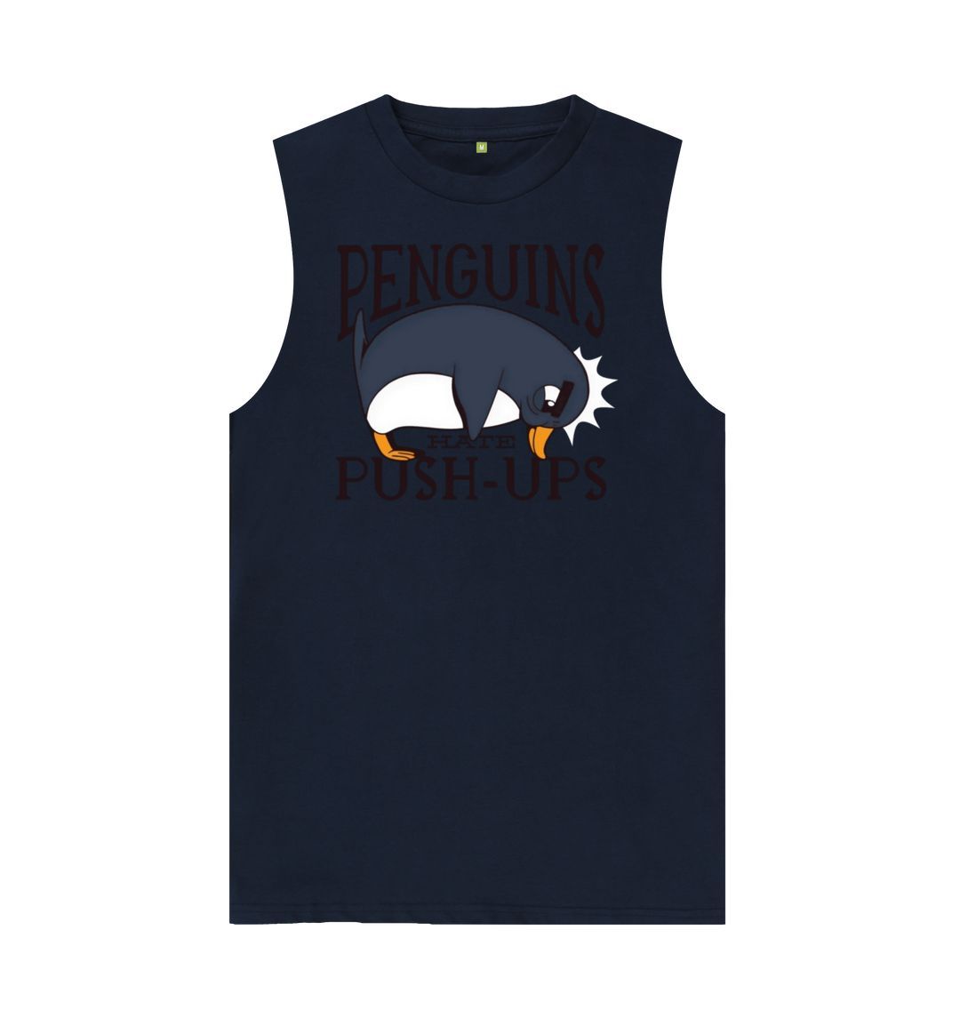 Navy Blue Penguins Hate Push-Ups Men's Vest