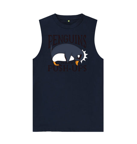 Navy Blue Penguins Hate Push-Ups Men's Vest
