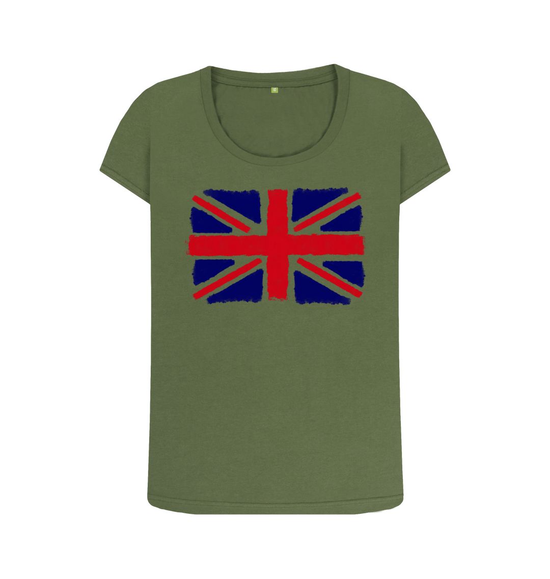 Khaki Union Jack Women's Scoop Neck T-Shirt