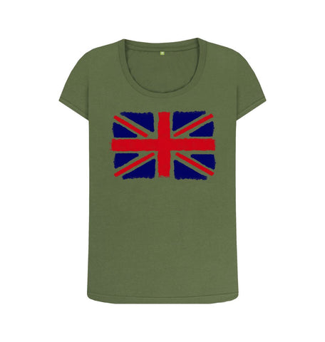Khaki Union Jack Women's Scoop Neck T-Shirt