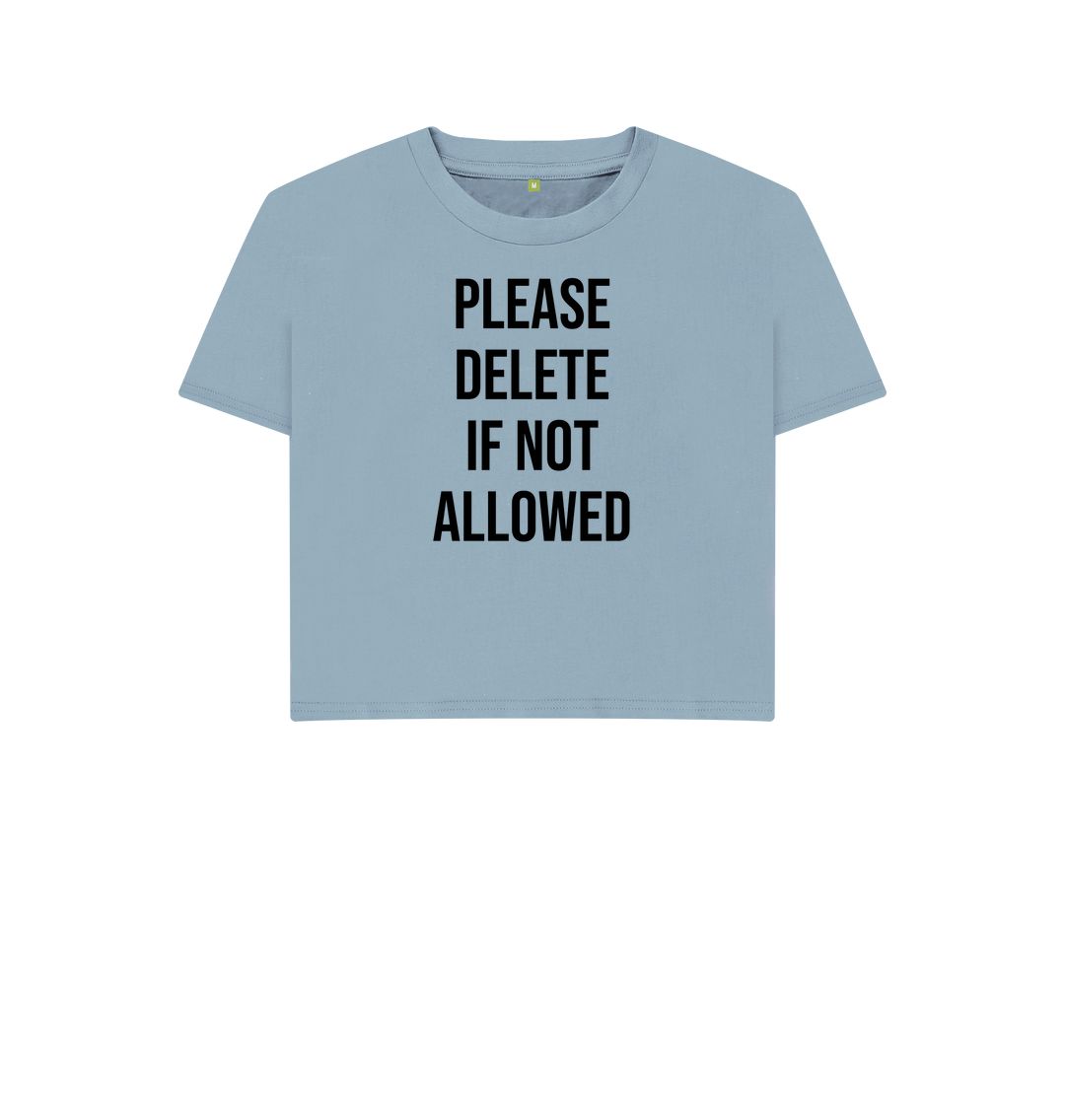 Stone Blue Please Delete Women's Boxy Tee