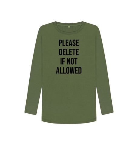 Khaki Please Delete Women's Long Sleeve T-Shirt