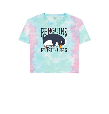 Pastel Tie Dye Penguins Hate Push-Ups Women's Boxy Tee
