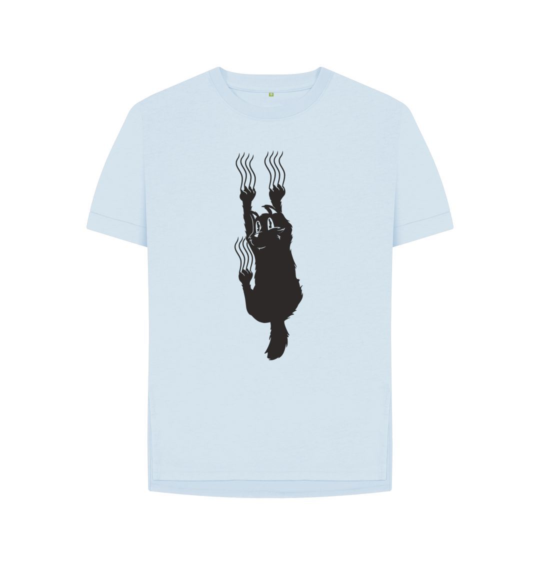 Sky Blue Hang In There Cat Women's Relaxed Fit Tee