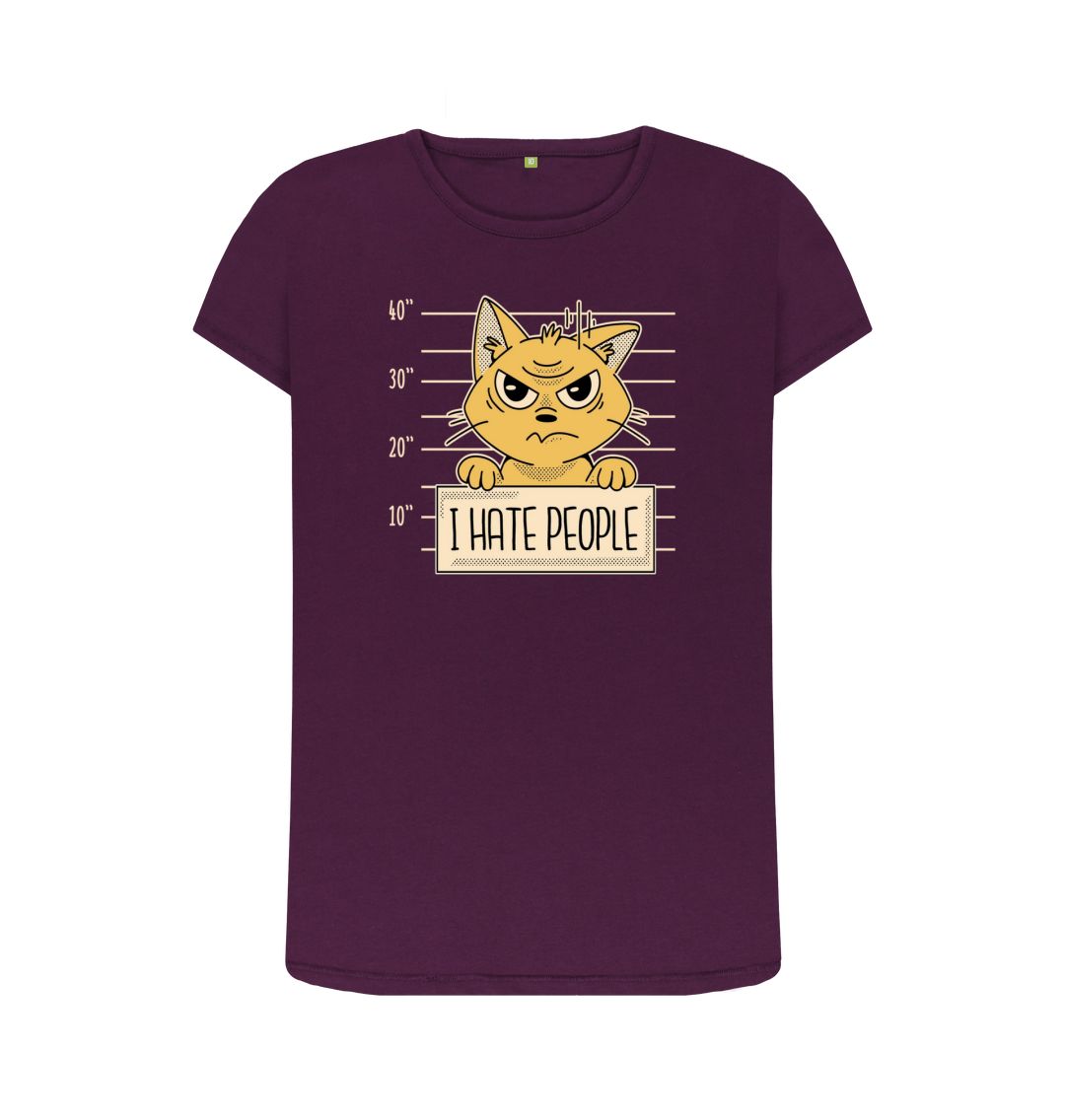 Purple I Hate People Women's Crew Neck T-Shirt