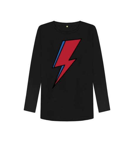 Black Lightning Bolt Women's Long Sleeve T-Shirt