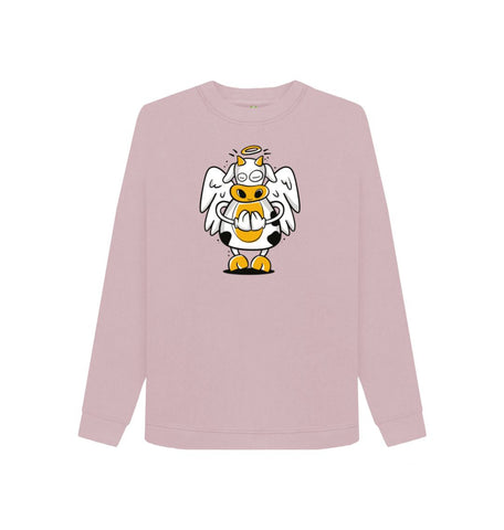 Mauve Angelic Cow Women's Crewneck Sweater