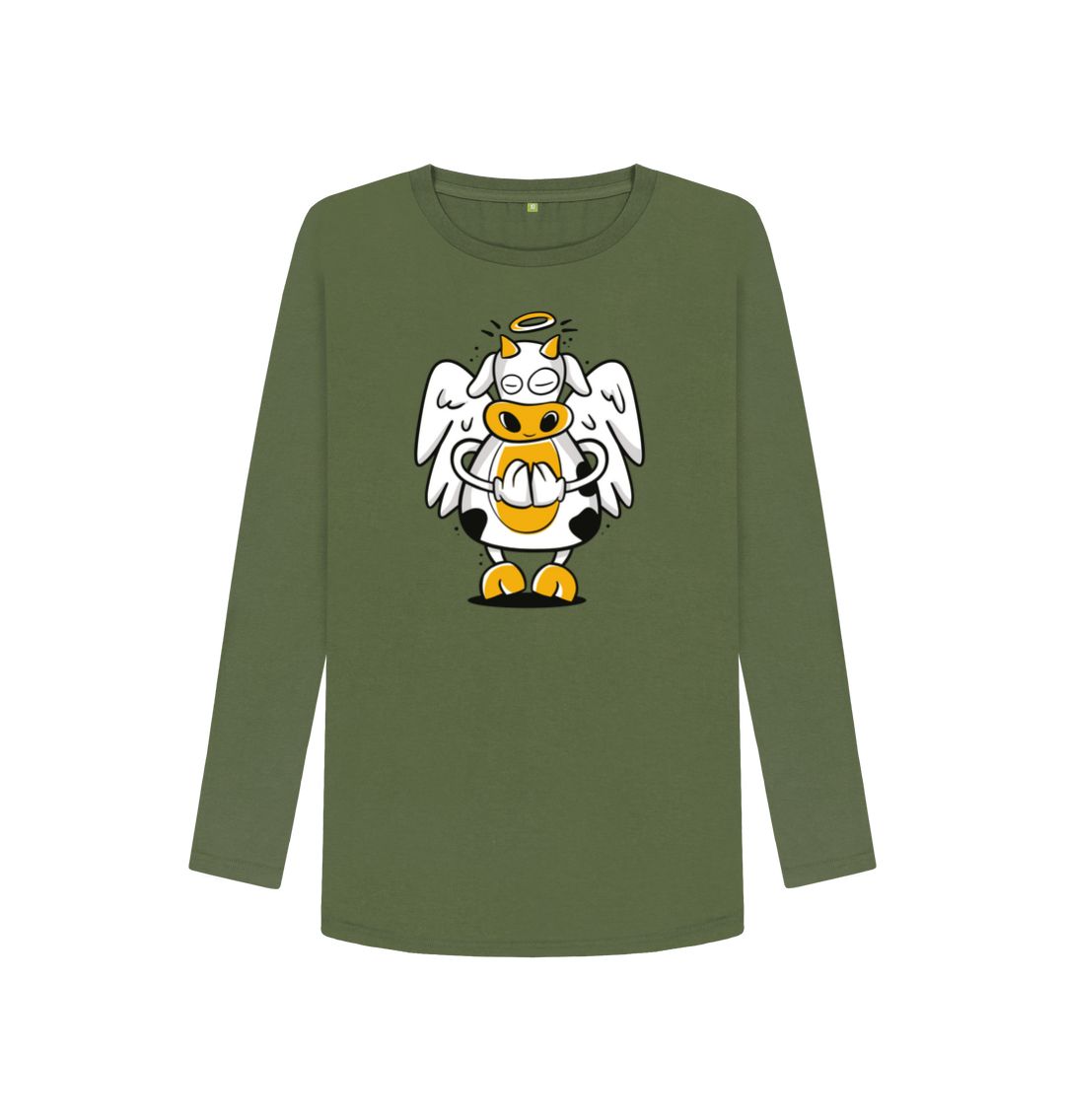 Khaki Angelic Cow Women's Long Sleeve T-Shirt