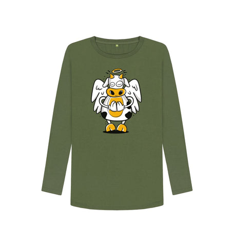 Khaki Angelic Cow Women's Long Sleeve T-Shirt