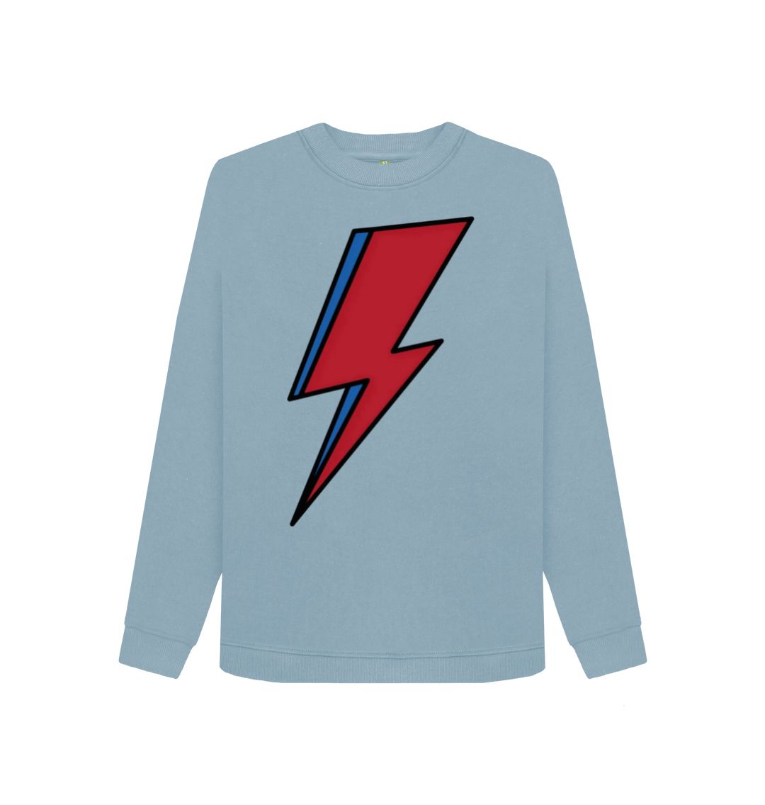 Stone Blue Lightning Bolt Women's Crewneck Sweater