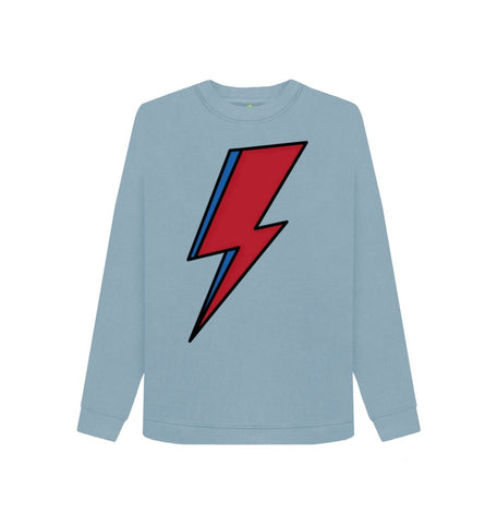 Stone Blue Lightning Bolt Women's Crewneck Sweater