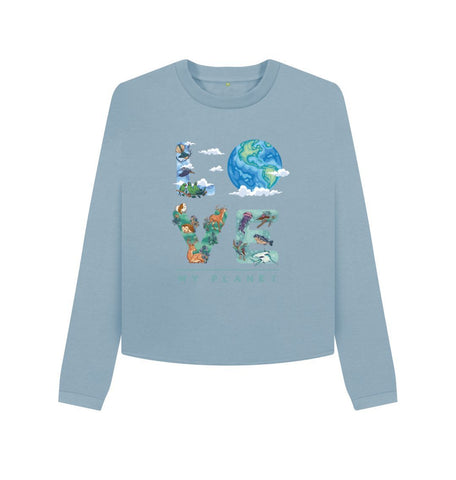 Stone Blue Love My Planet Women's Boxy Jumper