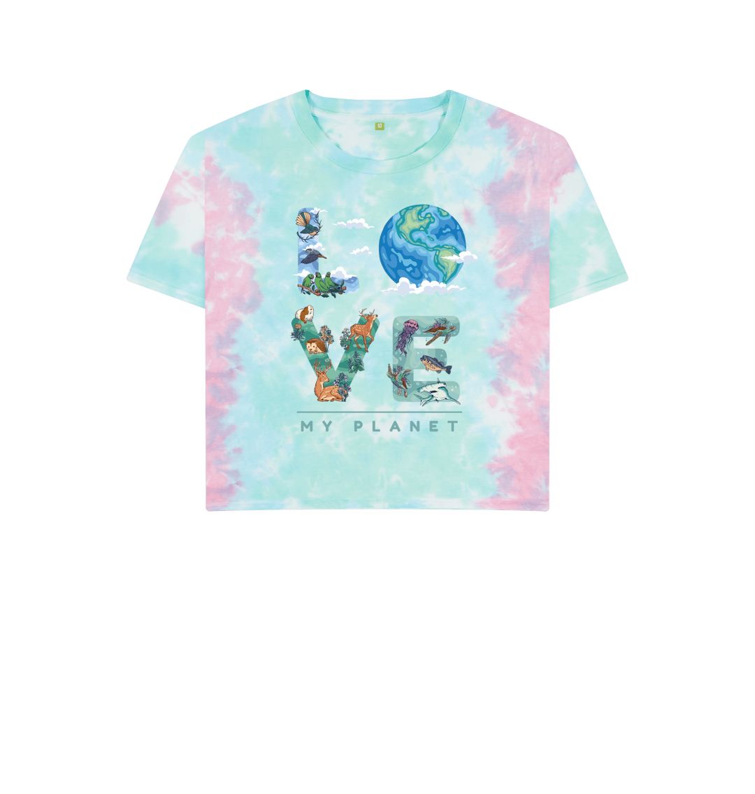 Pastel Tie Dye Love My Planet Women's Boxy Tee