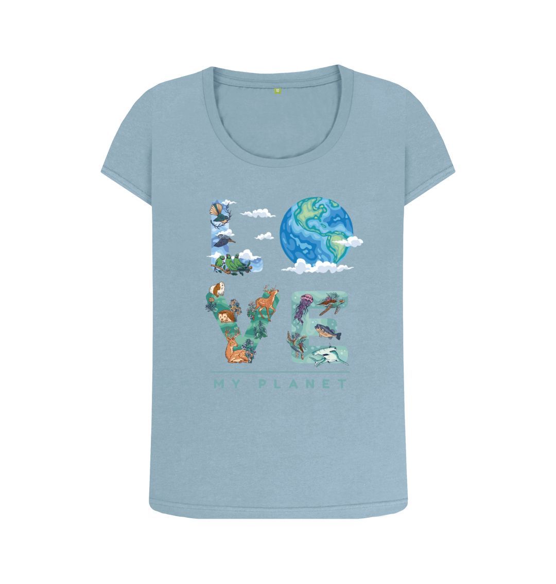 Stone Blue Love My Planet Women's Scoop Neck T-shirt