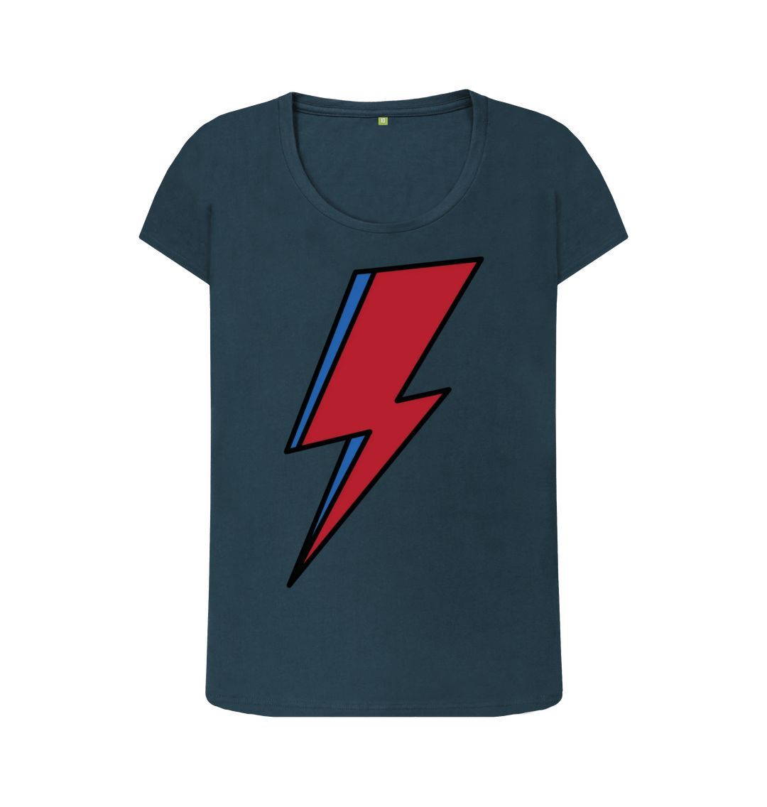 Denim Blue Lightning Bolt Women's Scoop Neck T-Shirt