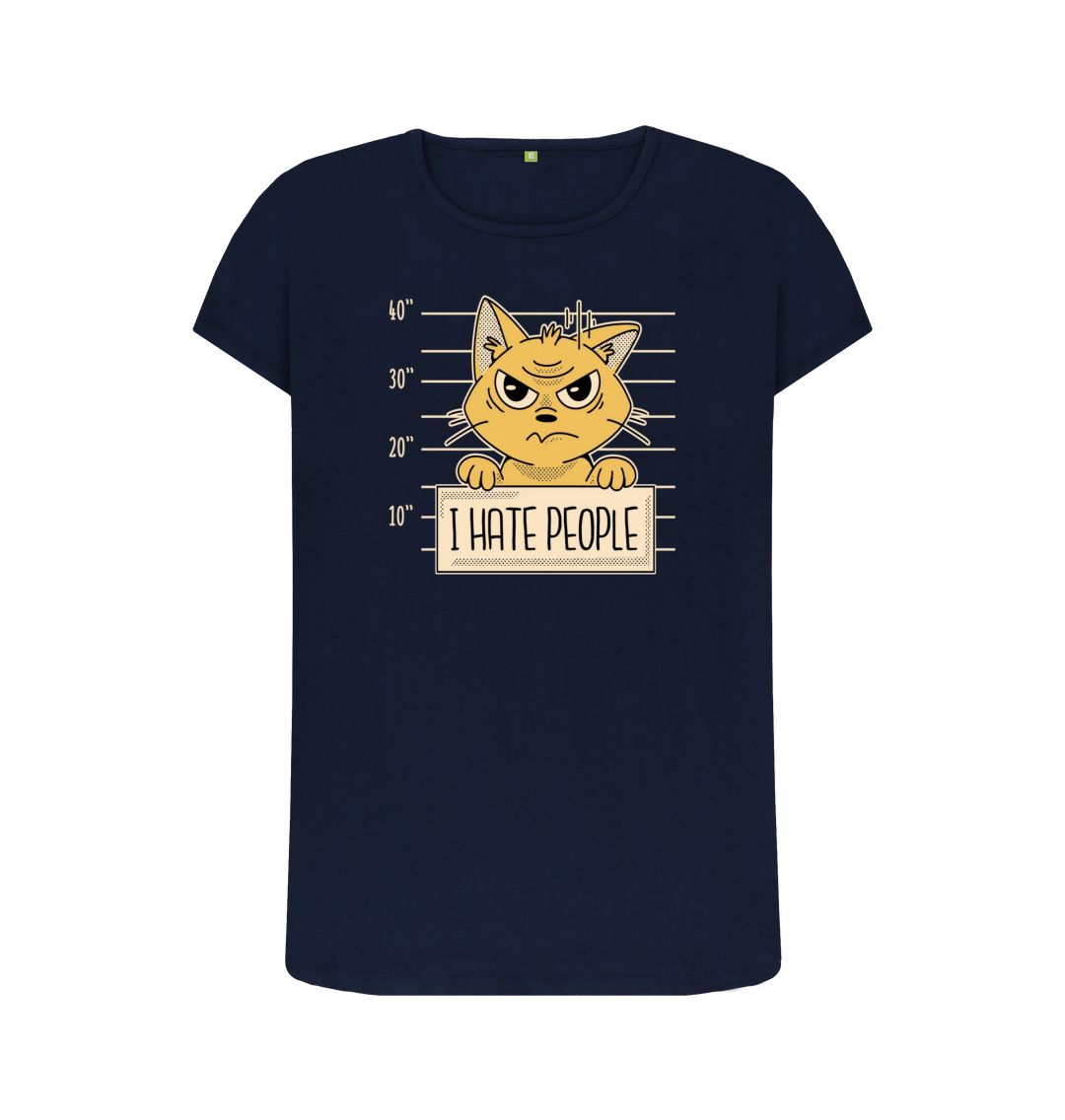 Navy Blue I Hate People Women's Crew Neck T-Shirt