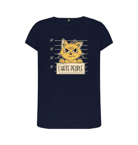 Navy Blue I Hate People Women's Crew Neck T-Shirt