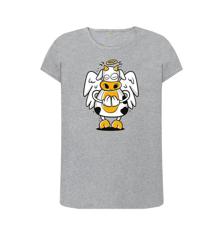 Athletic Grey Angelic Cow Women's Crew Neck T-Shirt