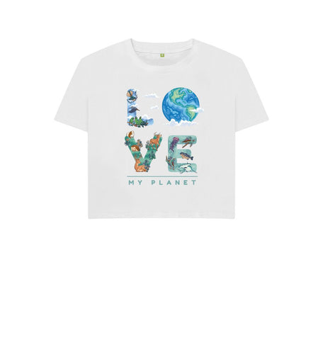 White Love My Planet Women's Boxy Tee