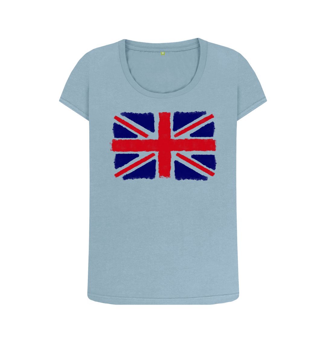 Stone Blue Union Jack Women's Scoop Neck T-Shirt