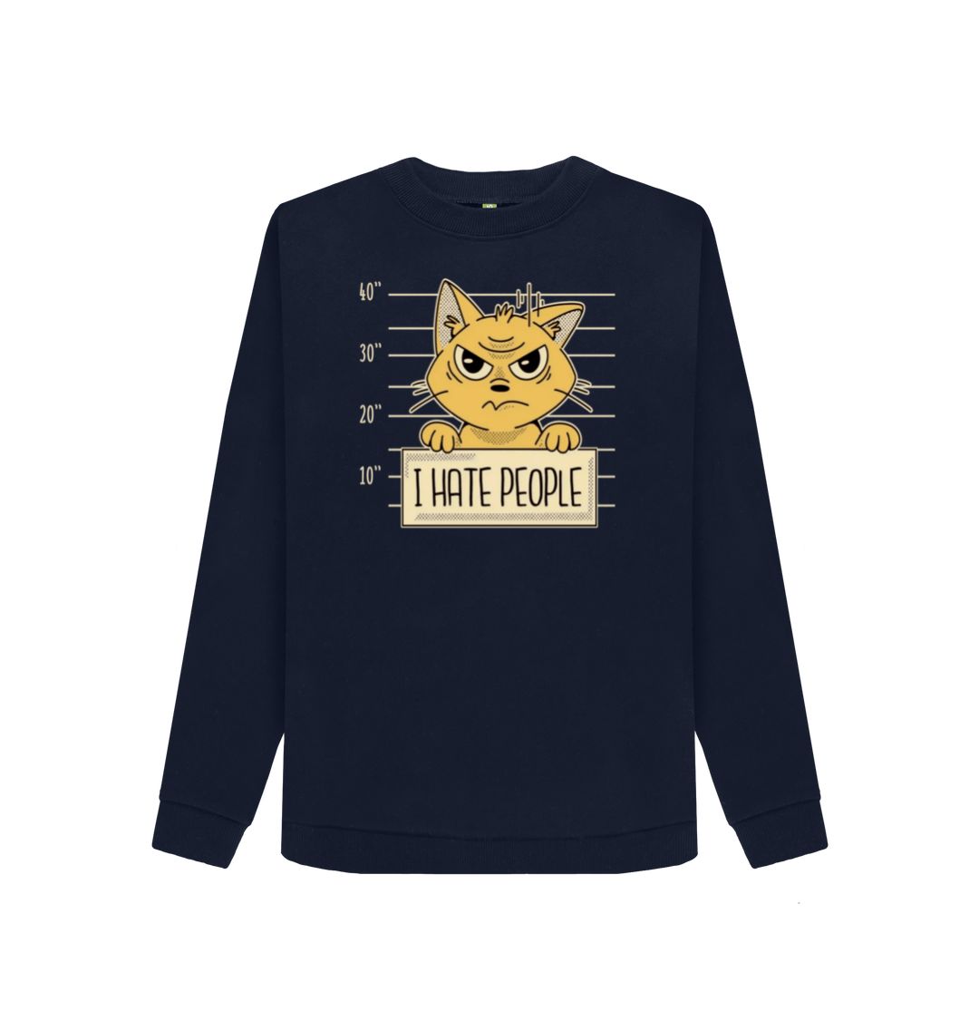 Navy Blue I Hate People Women's Crewneck Sweater