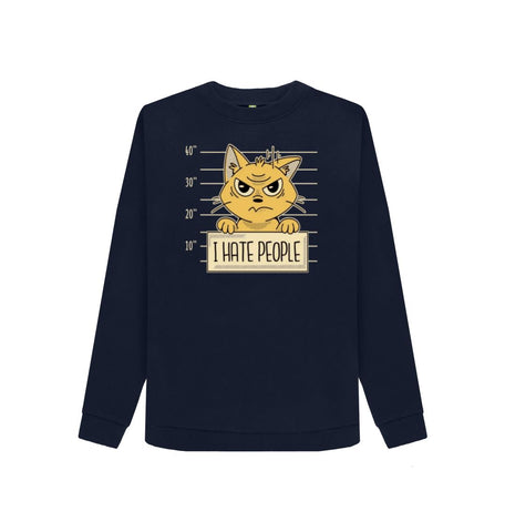Navy Blue I Hate People Women's Crewneck Sweater