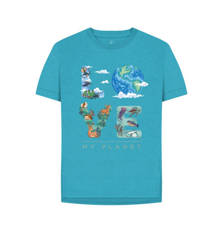 Ocean Blue Love My Planet Women's Remill Relaxed Fit T-Shirt