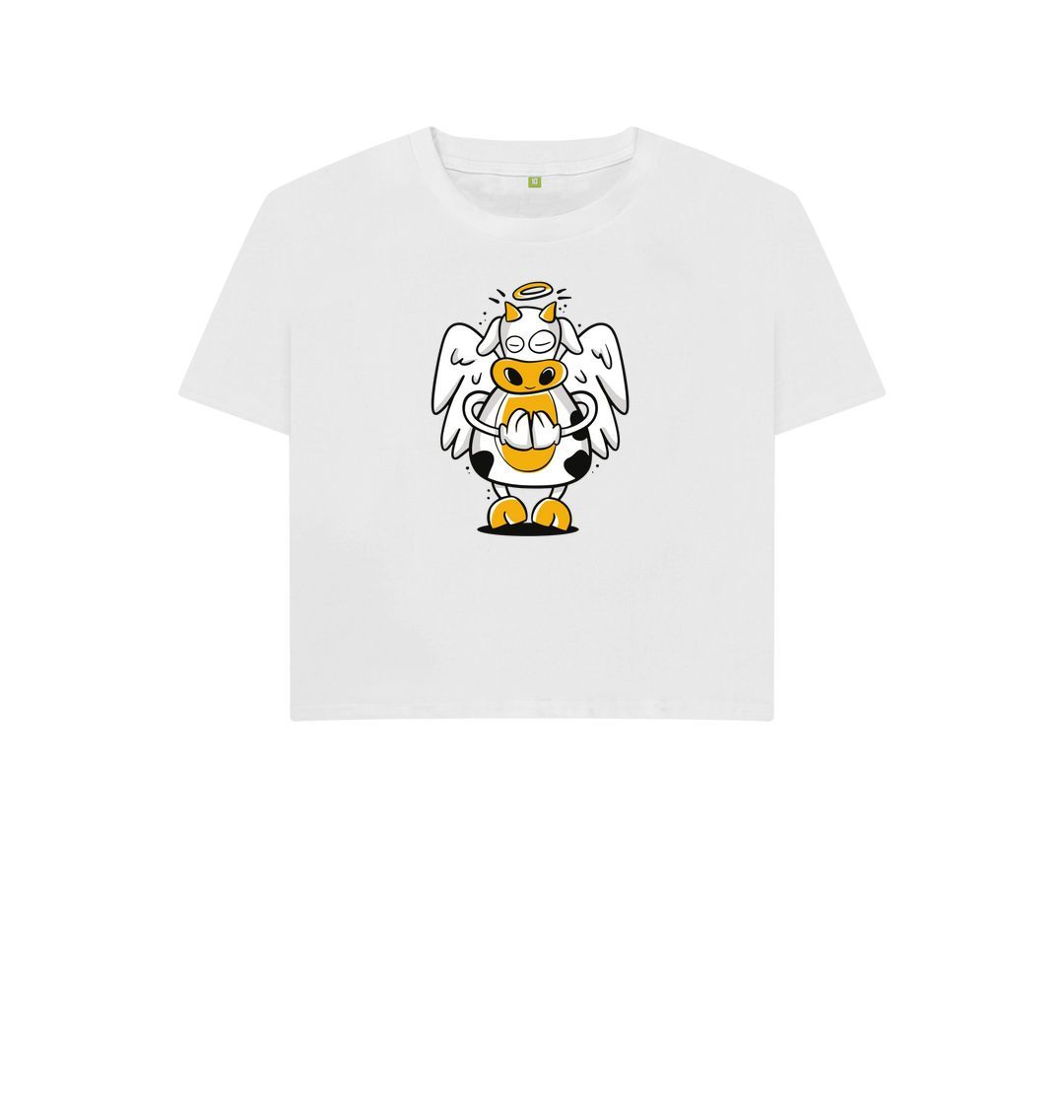 White Angelic Cow Women's Boxy Tee