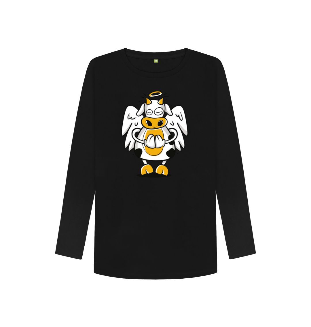 Black Angelic Cow Women's Long Sleeve T-Shirt