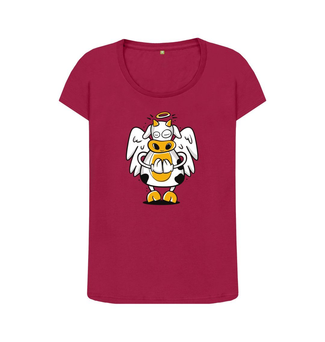 Cherry Angelic Cow Women's Scoop Neck T-Shirt