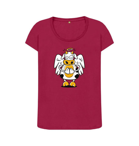 Cherry Angelic Cow Women's Scoop Neck T-Shirt