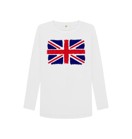 White Union Jack Women's Long Sleeve T-Shirt