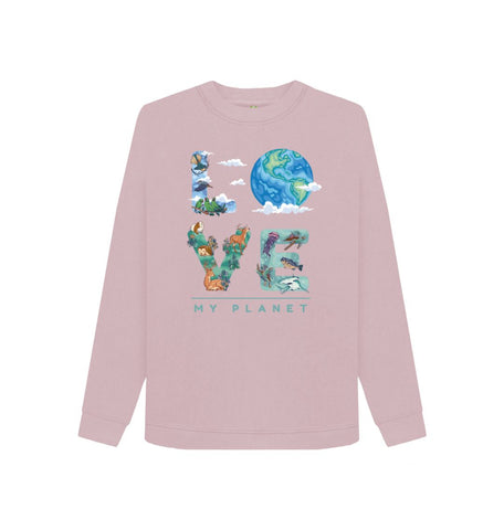 Mauve Love My Planet Women's Crewneck Sweater